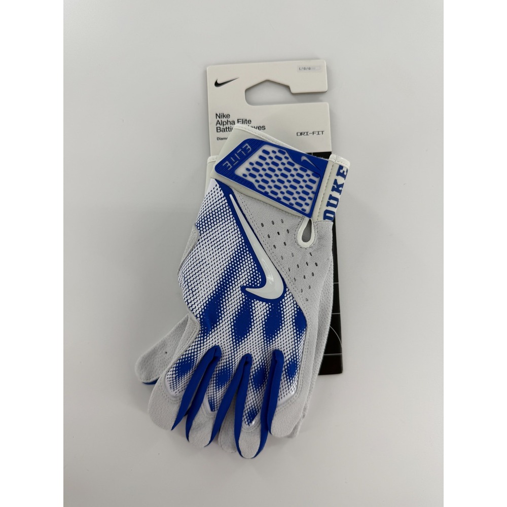 Nike Alpha Elite Duke PE Men’s Blue White Batting Gloves FB4147-466 Size L